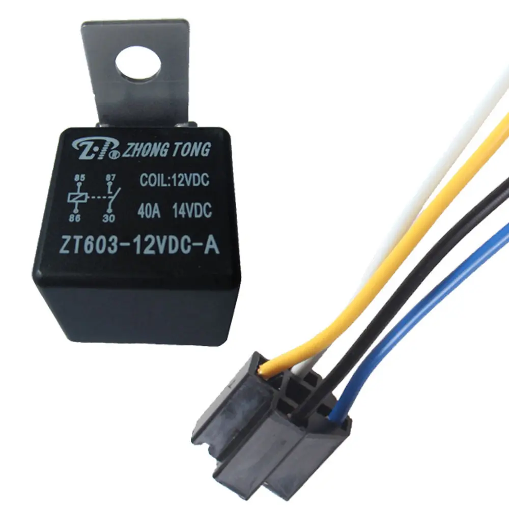 Ee Support 5pcs Auto Automotive 12v 40a Amp Spst Relay U0026 Socket Harness 4 Pin 4p 4 Wire Car