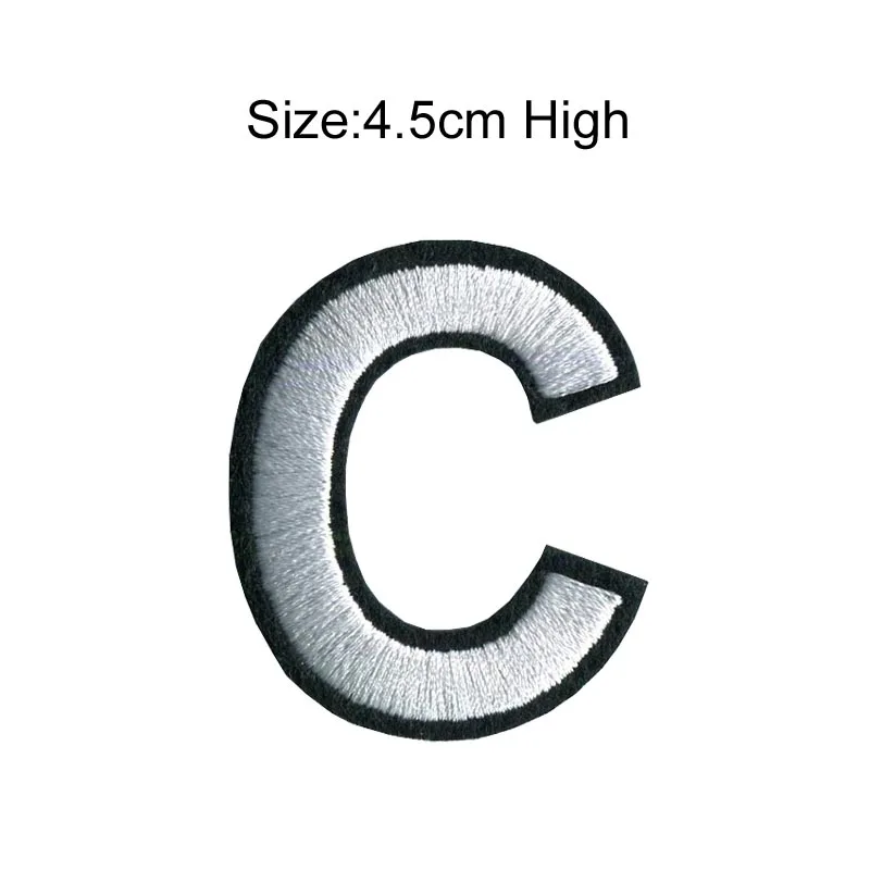 1 шт. A-Z 0-9 белый Arial Английский алфавит буквы Смешанные Вышитые железные на нашивках пришить на сумку для одежды мешок брюки(45 мм высота - Цвет: Aria C
