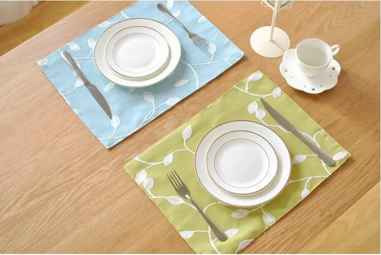 Cotton Linen Napkin Placemat Embroidery Fabric Dining Table Mats Pad