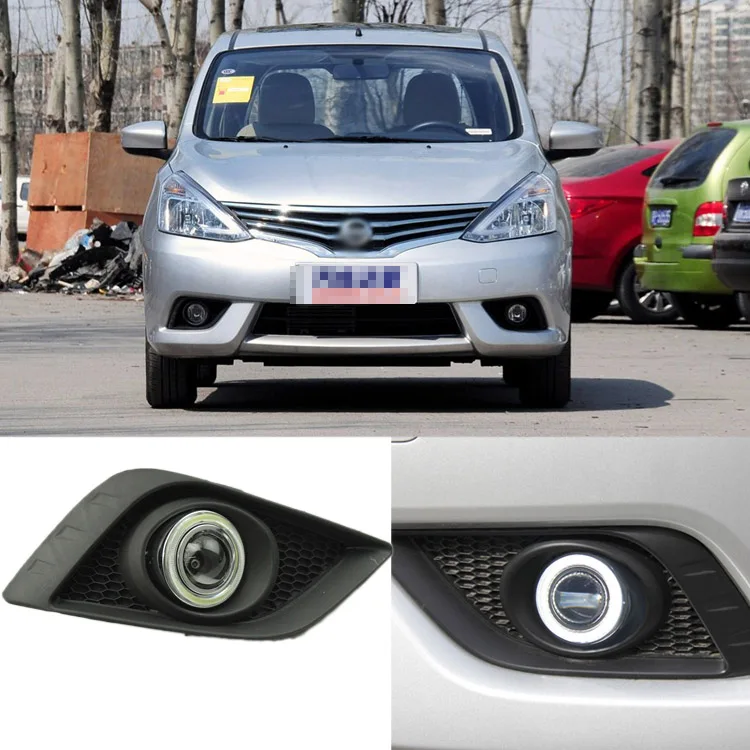 

High Quality Brand New Superb LED COB Angel Eyes+HID Lamp Projector Lens Foglights For Nissan Livina 2013-2014