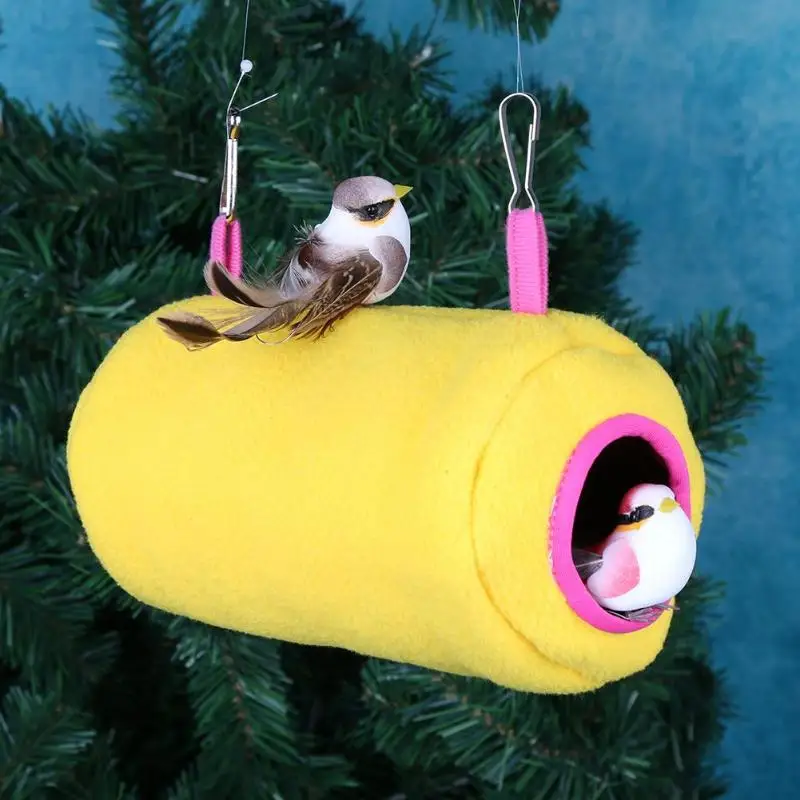 

Warm Thickened Bird Parrot Hanging Hammock Cylindrical Bird Nest for Parrot Bird Soft Plush Tent Bed Bunk Toy Hanging Cave Solid