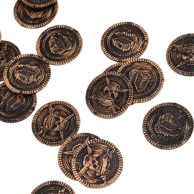 100x Plastic Treasure Pirate Coins Chest Pinata Play Money Coin for Birthday Party Loots 2