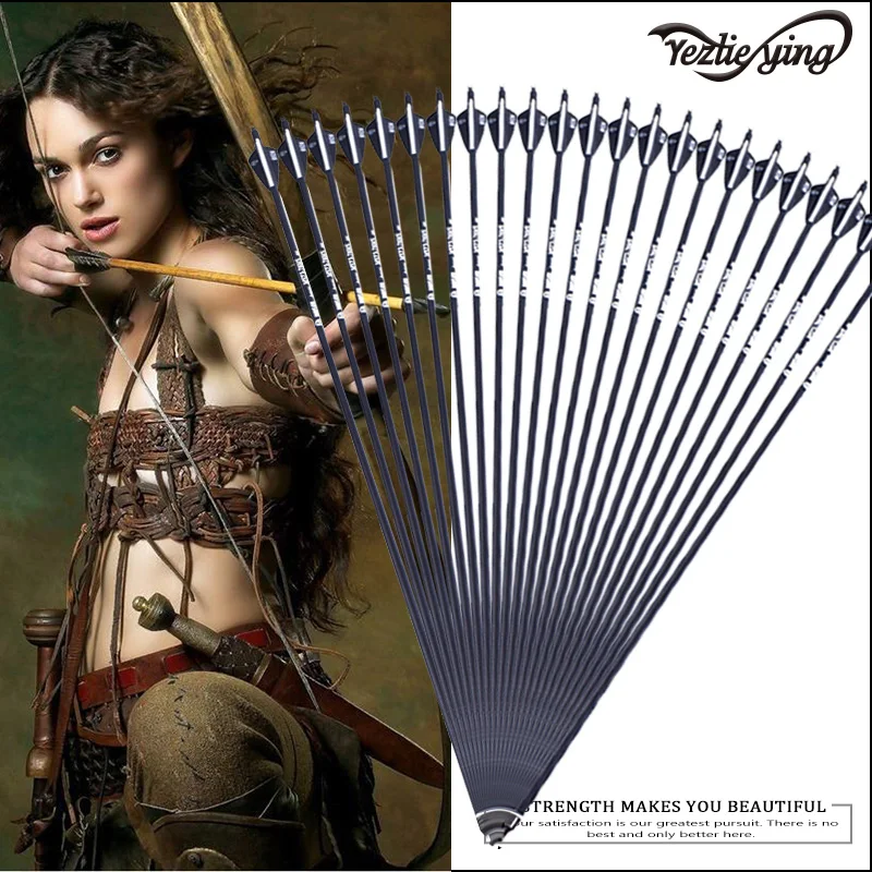 

24pcs/lot 30Inches Spine 500 Carbon Arrow with Black and White Color for Recurve/Compound Bows Archery Hunting