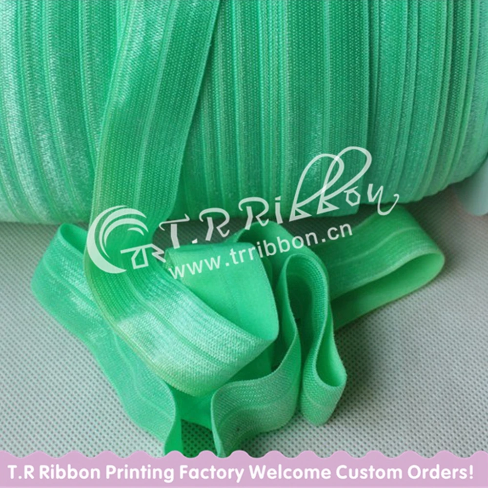 

22mm 7/8" plain foe #530 Mint color fold over elastic 50 yards/lot, headwear accessaries, welcome custom printed