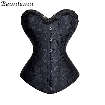 

Beonlema Women Steel Boned Corsets And Bustiers White Burlesque Corset Sexy Lingerie Tops Corsage Waist Slimming Wedding Corset