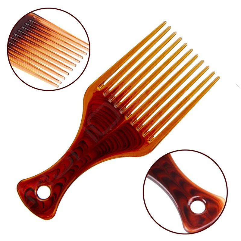 

Flat Wide Tooth Dyeing Comb Pro Hair Salon Coloring combs Insert Afro Pik Lift hair Fork comb hair Styling Amber Anti-stattic