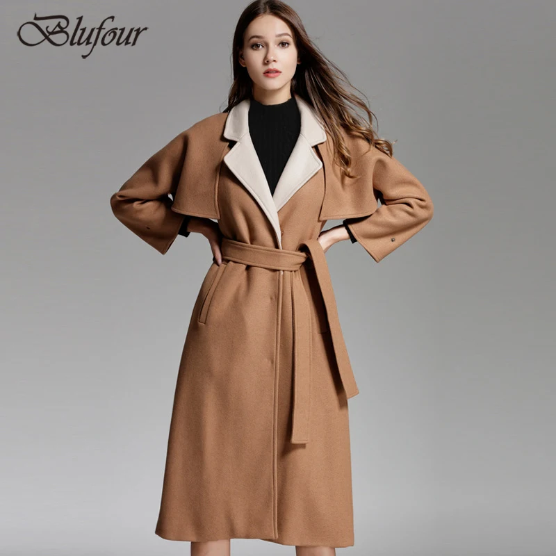 

2018 New Wool Cloak Coat Casual Long Solid Woolen Jacket Fashion Women's Winter Coat Warm Thick Turn Down Collar Long Outwear