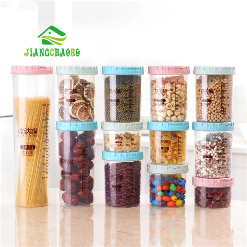 

JiangChaoBo Scaled Transparent Sealed Jar Kitchen Noodle Storage Tank Plastic Grains Storage Cans Snack Storage Box