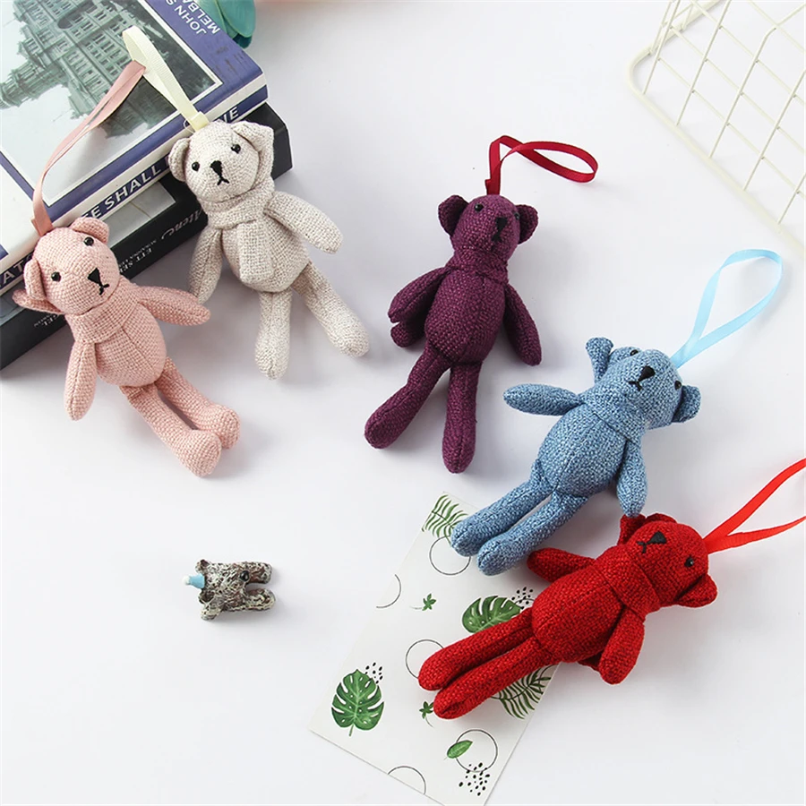 

Mini Plush Toy Doll Cute Teddy Bear Doll Linen Mini Plush Pendant Bag Accessories Wedding Gift Plush Toy Bouquet Dolls 17cm