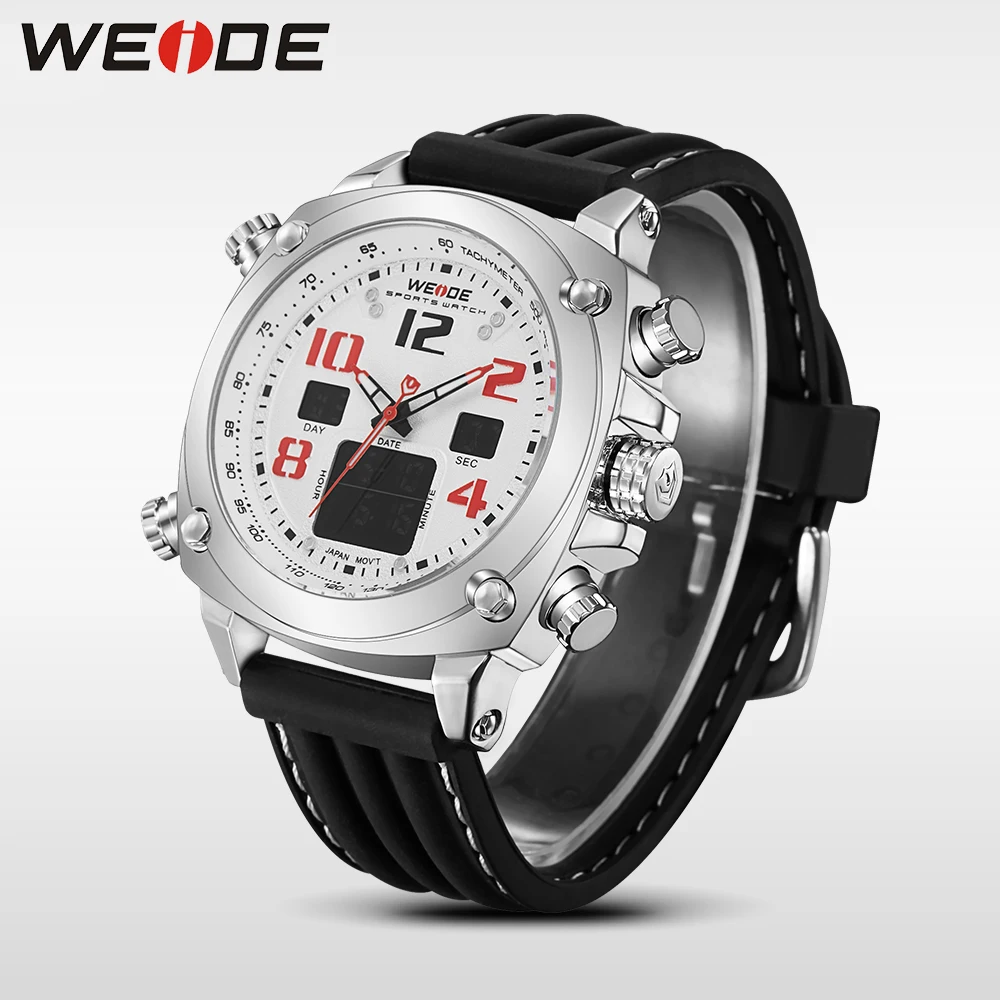 

Brand WEIDE Fashion Casual Men Watch Dual Time Zone Display Silicone Strap Military Army Waterproof Wrist Watch Male Relogio