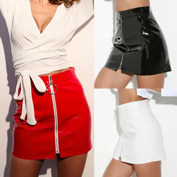 

2017 New Fashion Women High Waist Leather Paint Zip Pencil Skinny Slim Short Sexy Mini Skirt High Quality Hot Sale For Women#35