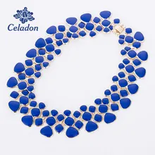 Массивное ожерелье, золотой цвет, черный, синий, красный, белый цвет, эмаль, макси воротник, колье, ожерелья для женщин