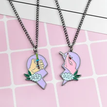 Moda 2 pçs/set melhores botões de metal pingente colar isqueiro e cigarro para sempre amigos melhor casal colar venda quente na moda jóias acessórios presente