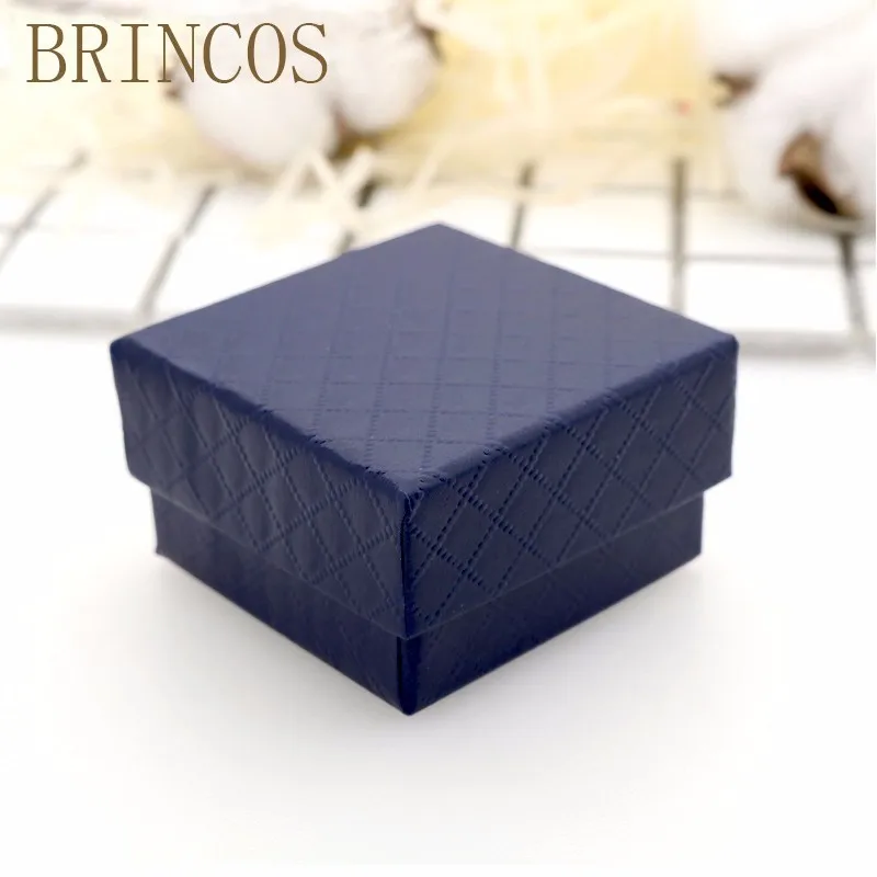 A5X5X3cm Новинка, 1 шт., квадратная коробка-органайзер для ювелирных изделий, обручальное кольцо для сережек, ожерелий, браслетов, Подарочная коробка, держатель, черный, белый, темно-синий c - Цвет: A5X5X3cm