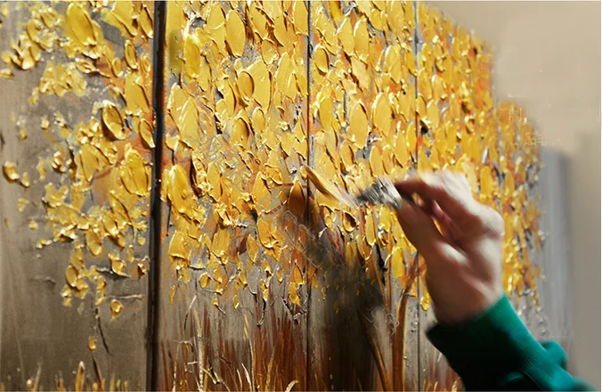5 Pieces Hand Painted Canvas Still Life Oil Paintings Modern 5 Pieces Hand Painted Canvas Still Life Oil Paintings Modern Abstract Knife Art Gold Tree Wall Pictures Home Decoration Picture In Painting Calligraphy
