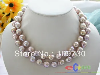 

Jewelry 00838 lustre lavender almost round keshi reborn PEARL NECKLACE 925ss