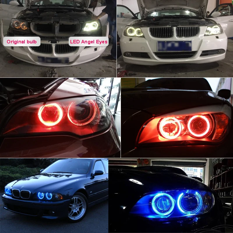 2X10 Вт для BMW E60 E61 E63 E64 E70 X5 E71 X6 E82 E87 E89 Z4 E90 E91 M3 LED CANBUS LED Angel Eyes свет фар лампа синего и белого цвета