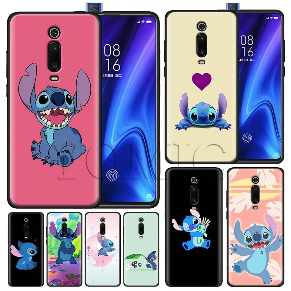 

Cute Stich Black Case for Xiaomi Redmi Note 7 7s K20 5 6 Pro Redmi 6 6 5 5Plus 4X S2 Y3 Silicone Soft Case