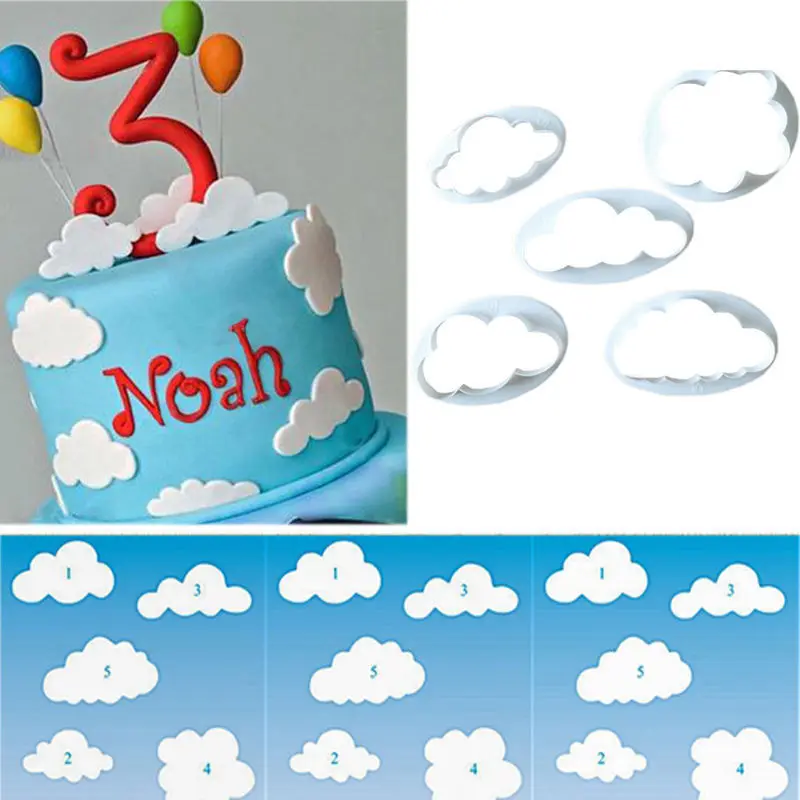 Fondant cutter 5 pcs cloud plastic cake/cookie/buscuit cutter mold fondant mold fondant cake decorating tools sugarcraft