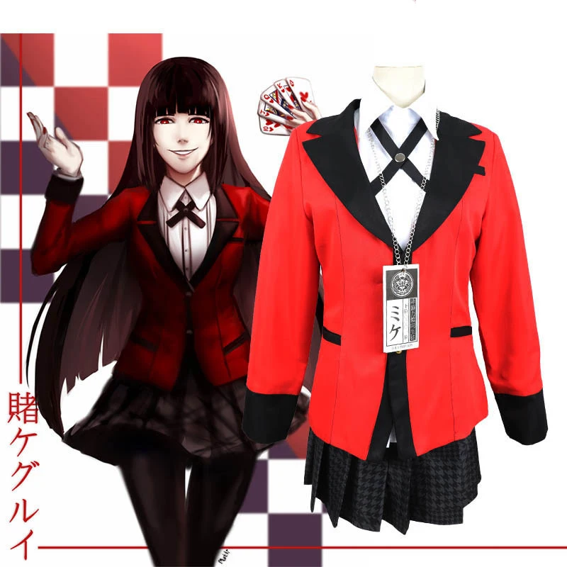 7 шт. крутые костюмы для косплея аниме Kakegurui Yumeko Jabami японская школьная форма для девочек ПОЛНЫЙ КОМПЛЕКТ Хэллоуин вечерние косплей парик