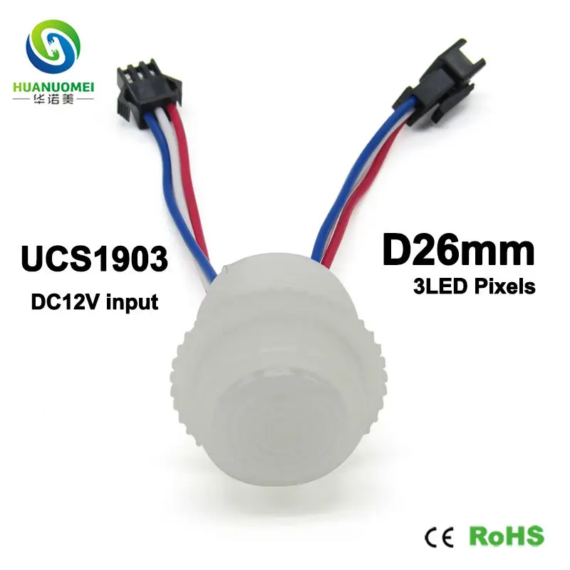 Новый продукт полного цвета лампы водонепроницаемый smart 12 V 26 мм 3 светодиодный s UCS1903 цифровой 5050 smd модуль rgb светодиодная точечная лампа с