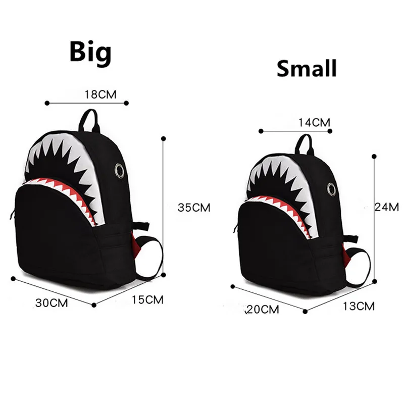  atinfor Small Shark Backpack 3D Kid School Bag Kindergarten Child Canvas Backpack by 2 Size - 32977359593