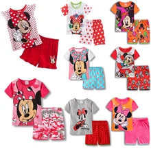 Новая детская одежда для мальчиков и девочек; Пижама принцессы для малышей; летний комплект с короткими рукавами; детская одежда для сна с рисунком Микки и Минни Маус