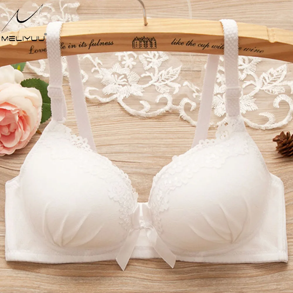 

Girl Sexy Lace Bra Fashion Push Up Bras For Women Light Padded Bralette Wireless Bowknot Underwear Solid Lingerie