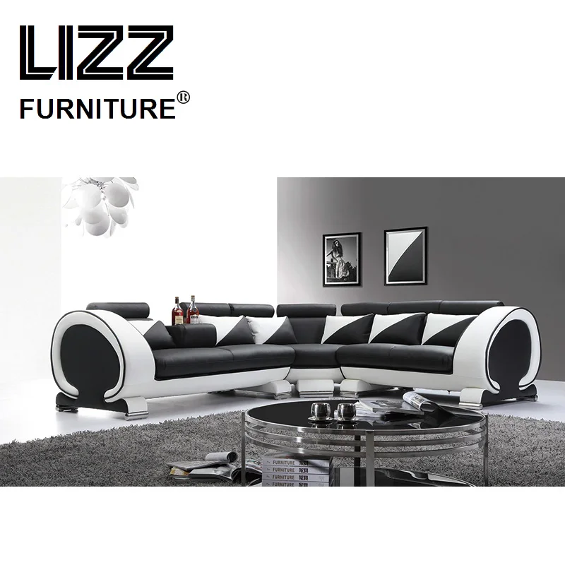 

Leather Furniture Sectional Corner Sofa Set L Shape Couch Leisure Chair Modern Leather Divani
