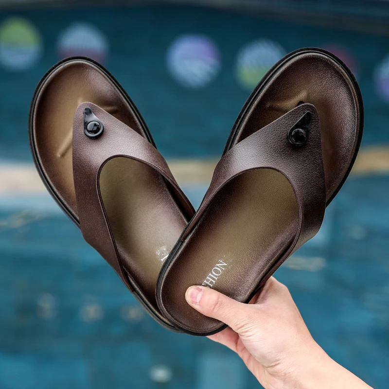 

2019 new fashion summer sandals high quality men's slippers comfortable wear flip flops men's shoes AB-788