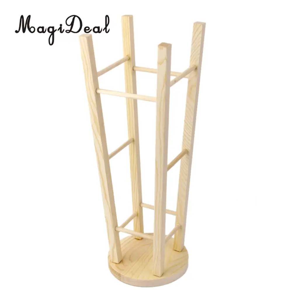 MagiDeal Brand New 1Pc Hair Stand Wooden Stick Supporter HIgh Stool H35.5cm for 1/3 SD BJD Doll House Room Decor Furniture Toy