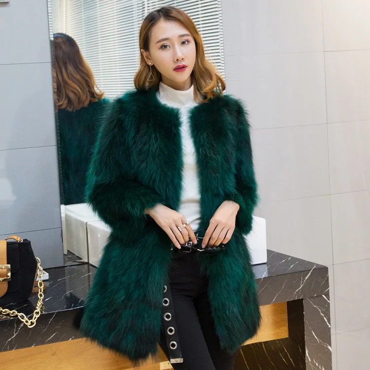 Medium long natural raccoon dog fur coats women real fur jackets plus size S - 7XL 2018 new autumn winter MOVAU0087