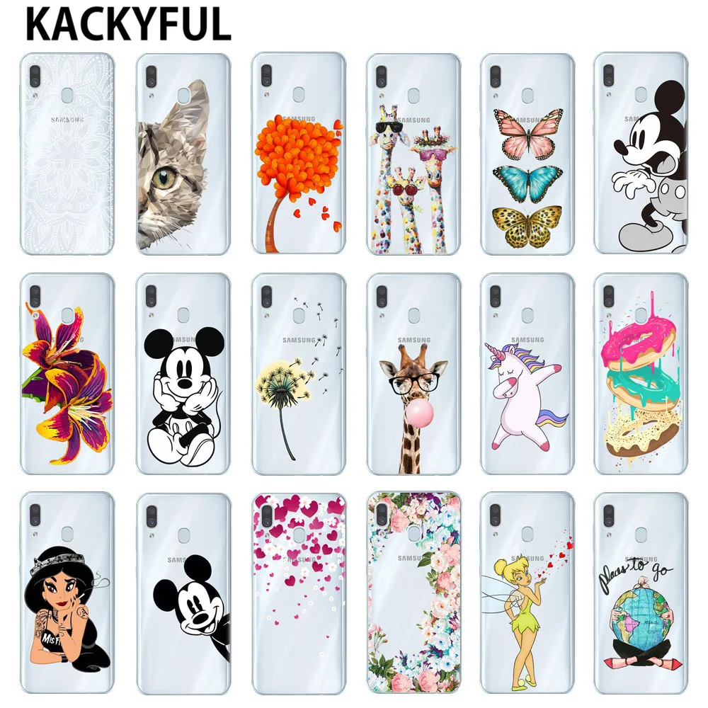 

Cartoon Pattern Silicone Case For Coque Samsung Galaxy A10 A30 A50 Back Cover For Samsung A520 A6 A8 Plus A7 A9 2018 mickey Case
