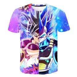 2019New Мужская 3D футболка Dragon Ball Z Ultra Instinct Goku Super Saiyan God Blue Vegeta принт мультфильм Лето Повседневный Топ Футболка