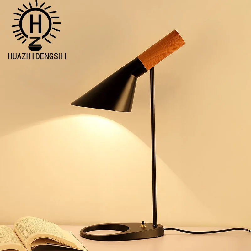 

contracted and contemporary personality imitation solid wood bed office study led the desk lamp that shield an eye