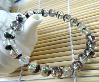 

001963 genuine chlorite phantom garden quartz stretch bracelet