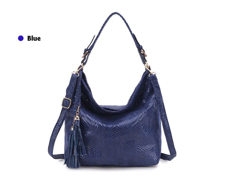 Women Snake Leather Shoulder Bag Female Serpentine Pattern Hobos Bags Tassel Big Handbag Luxury Designer Ladies Tote SS0309 (9)