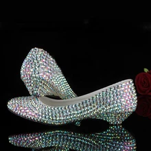 AB Rhinestone Pump -Wedding Shoes Bridal Heels Shoes, Luxury Closed Toes Bridal Heels Nightclub Dancing Shoes Party Prom Shoes