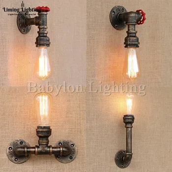 

Water Pipe Steam Punk Loft Industrial Iron Rust Retro Wall Lamps Vintage E27 LED Sconce Wall Lights For Living Room Bedroom Bar