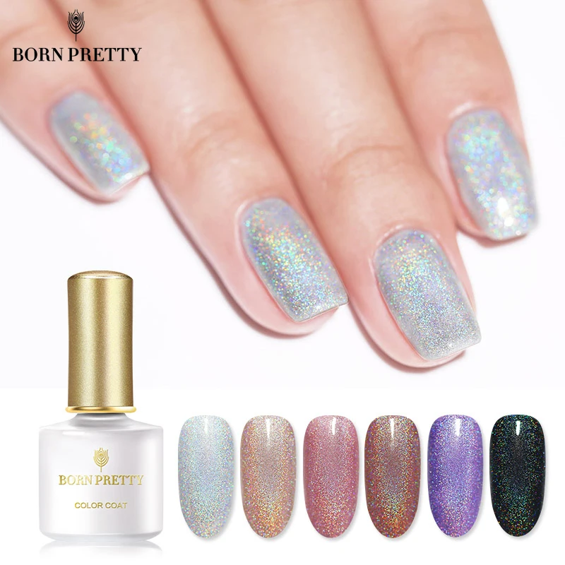 

BORN PRETTY Holographic Nail Gel Polish Glitter Bling Soak Off Nail UV Gel Varnish 6ml DIY Manicure Tools