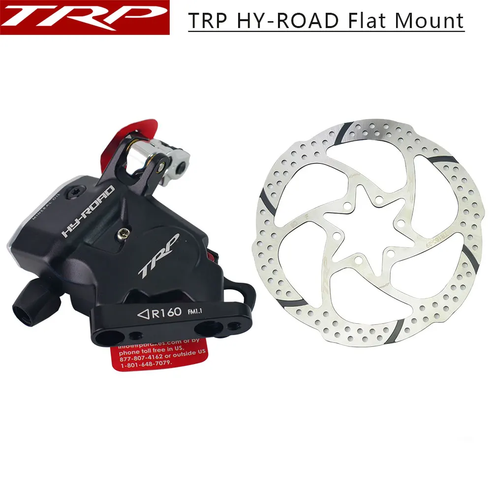 

TRP HY-ROAD Flat Mount Cable Actuated Hydraulic Disc Brake Front Rear 160mm, w/ or w/o Rotor HY-Road CX Bike caliper Black