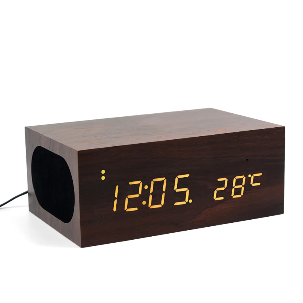 

Portable Mobile Phone Bluetooth Speaker Wireless Charging Wooden LED Display Touch Keys Bluetooth Speaker Wireless Charger