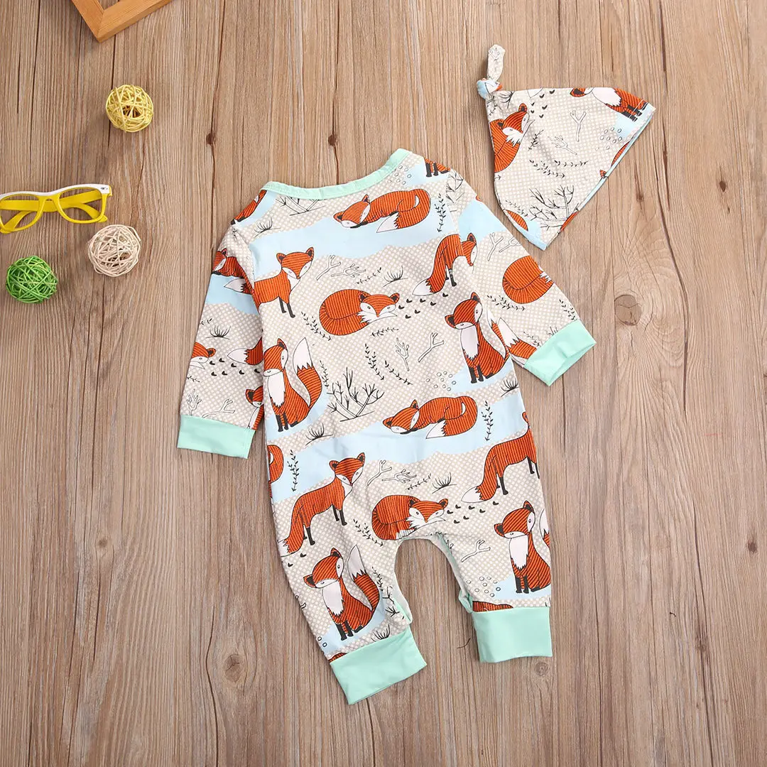 Детский комбинезон с длинным рукавом принтом лисы|boy girl clothes|romper childrenbaby boy |