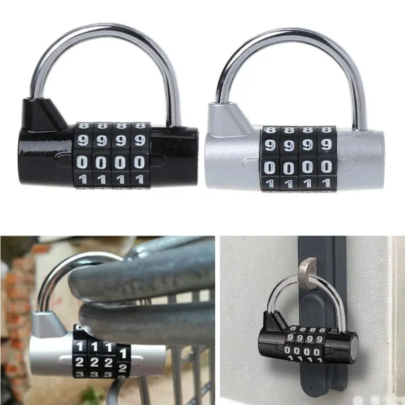 

1PC 4Digit Password Safety Lock Zinc Alloy Combination Travel Security Safely Code Lock Combination Padlock Wide Shackle