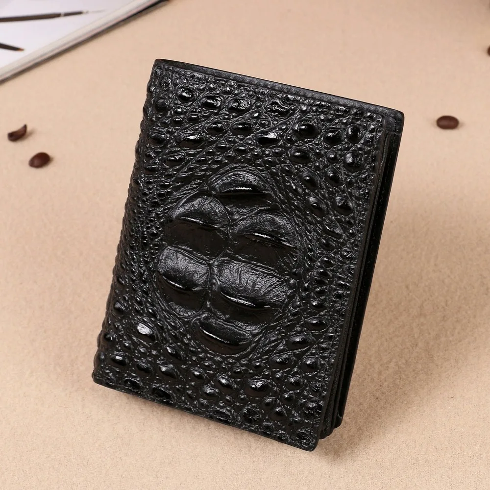 Men's wallet Crocodile bone Crocodile skin Men's wallet British style Leather wallet Crocodile tail bone wallet Man 005t