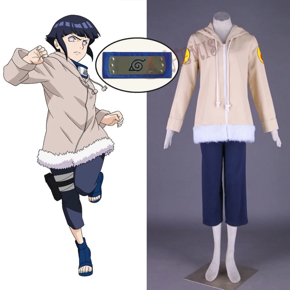 Athemis Anime Ninja Hyuga Hinata Cosplay Costumes Soft And Warm Coat  Cropped Trousers Outfit Headband Gift - Cosplay Costumes - AliExpress