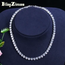 BeaQueen полный кубического циркония теннис чокер колье Одежда высшего качества серебристый цвет cz индийские украшения для Для женщин N007