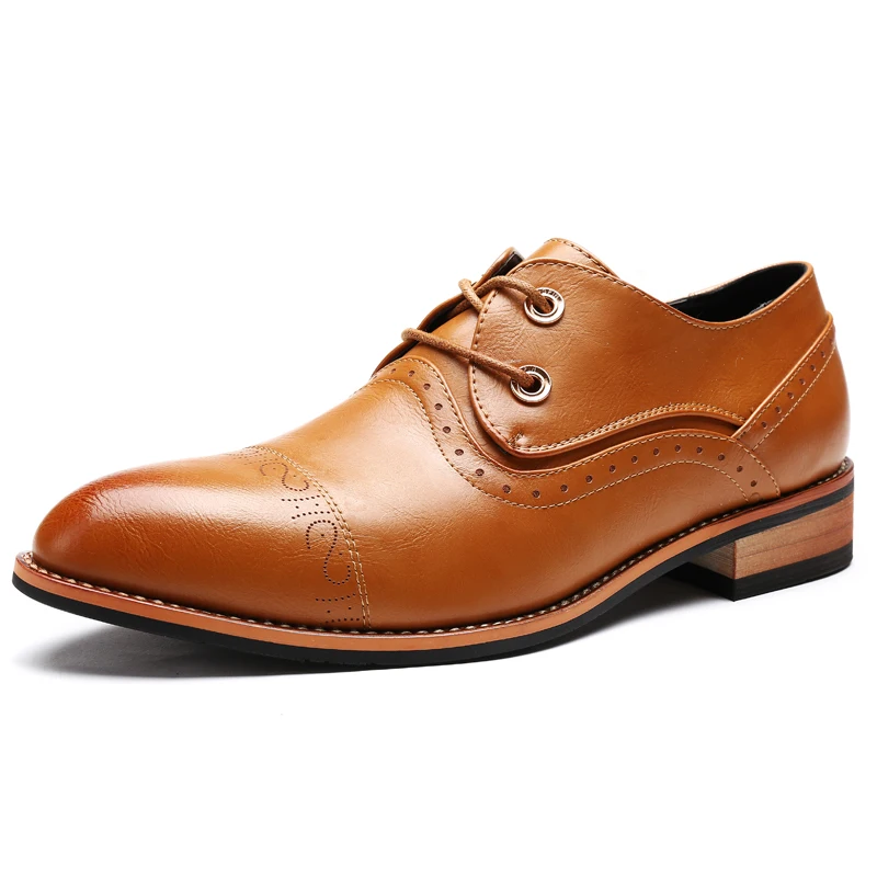 Mężczyzn skórzane buty słynnej luksusowej marki formal urzędu klasyczna sukienka mieszkania obuwie mokasyny szpiczasty nosek brogue oxford buty dla mężczyzn
