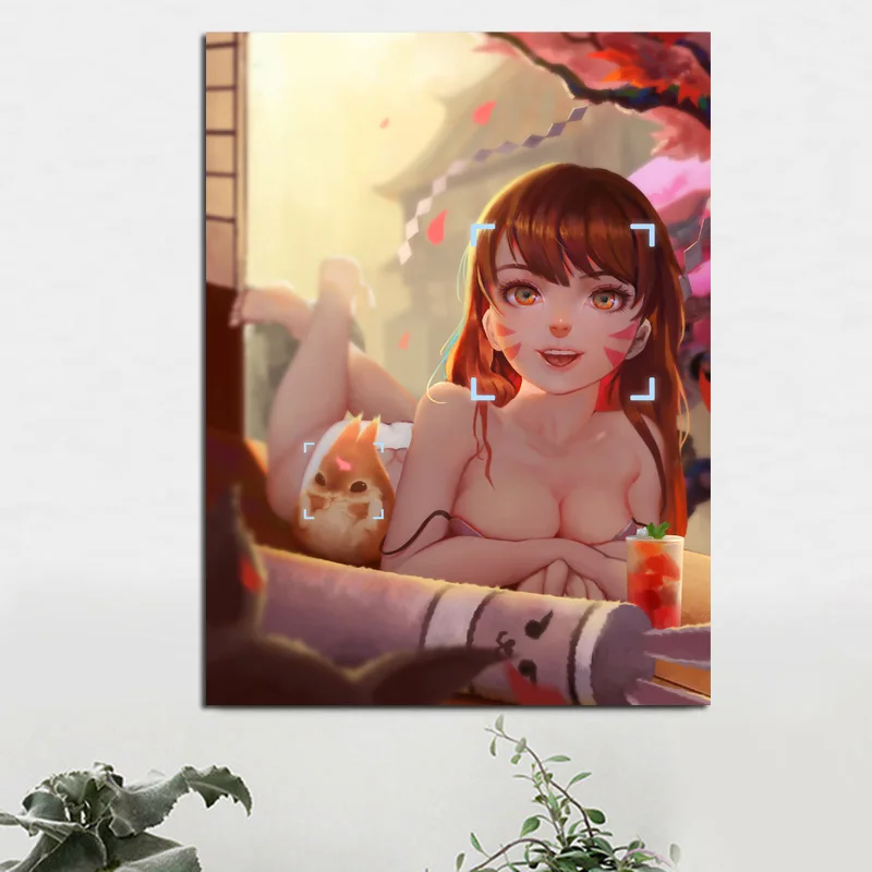 

Overwatches D Va Ecchi Art Canvas Painting Prints Living Room Artwork Home Decoration Modern Wall Art Painting Posters Pictures