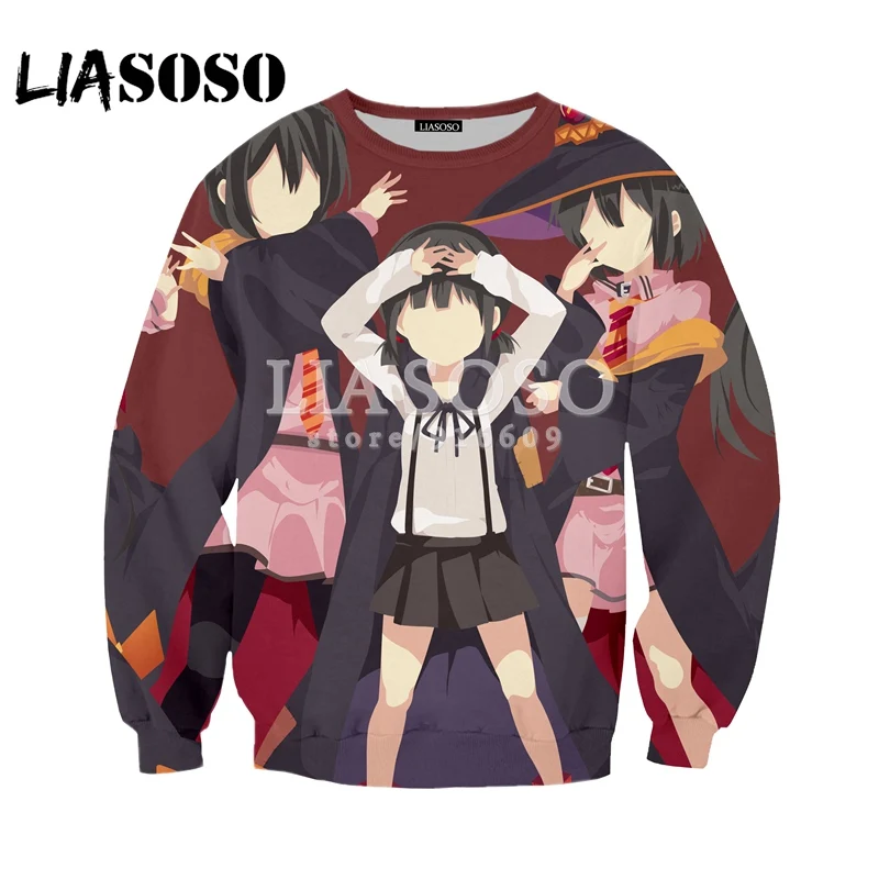LIASOSO новый аниме Konosuba Megumin Kawaii 3D Футболка с принтом/Толстовка Hipster хорошее